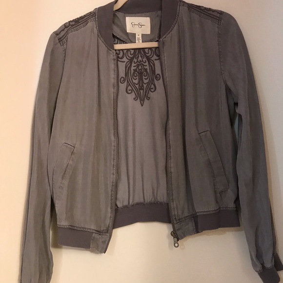 Gray embroidered bomber - Picture 2 of 4